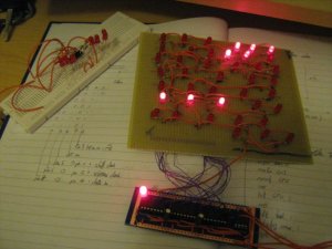 LEDs, driven by a PIC + shift registers. 